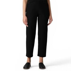 Eileen Fisher Linen Black Straight Ankle Pant Black Size L NWT Natural Fibers